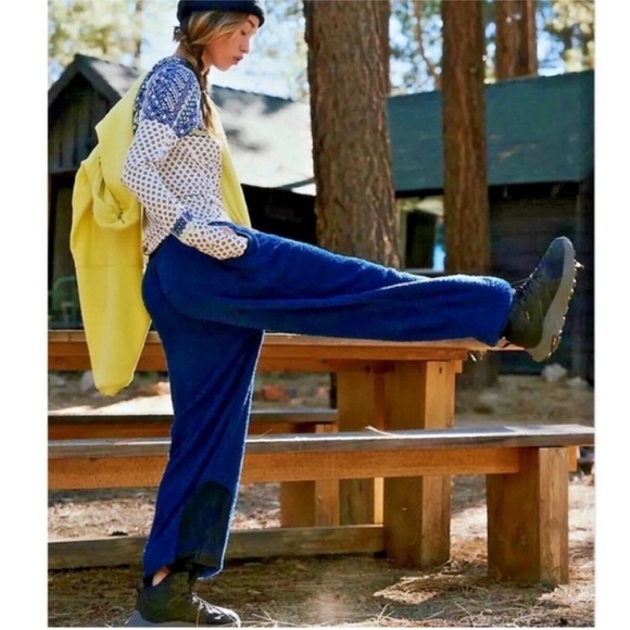FP Movement Cuddle Up Pants Blue Size XS Blue Black Sherpa $98 Retail NWT - Picture 2 of 7